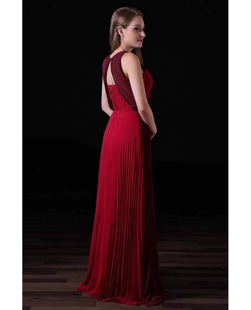 A-line High Neck Floor-length Chiffon Prom Dress With Split