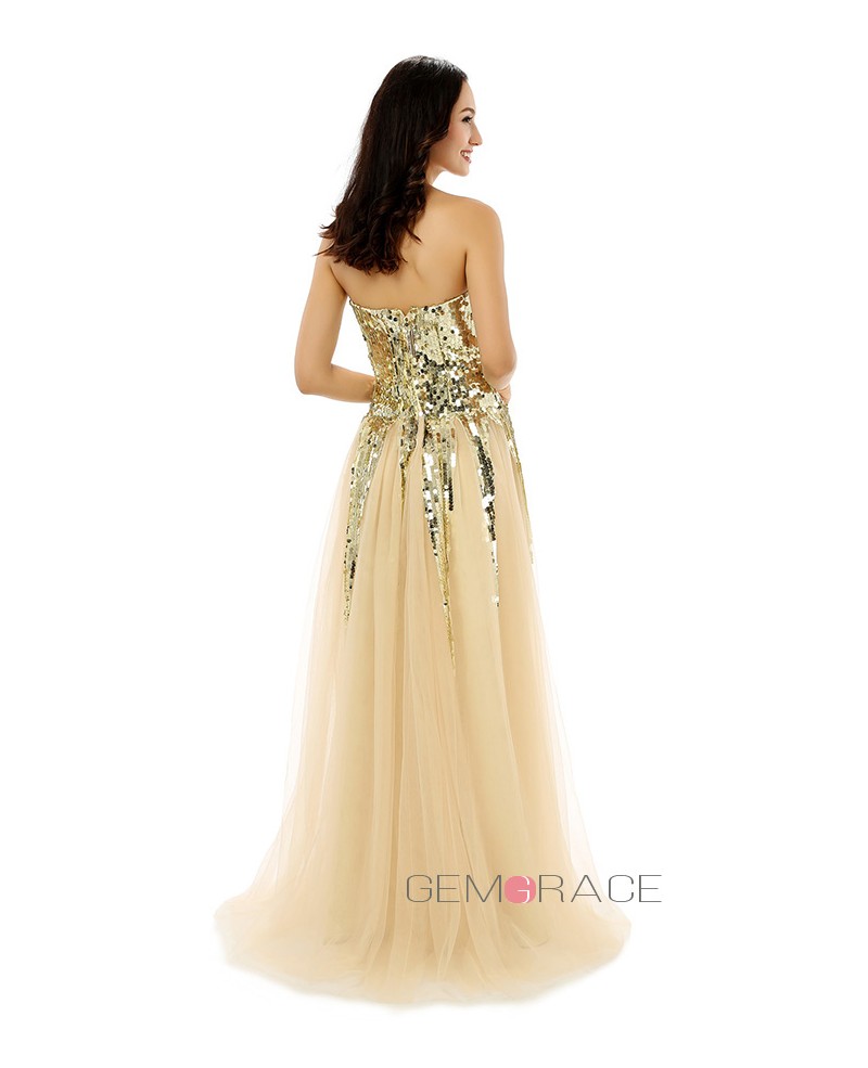 A-line Sweetheart Sweep-length Prom Dress