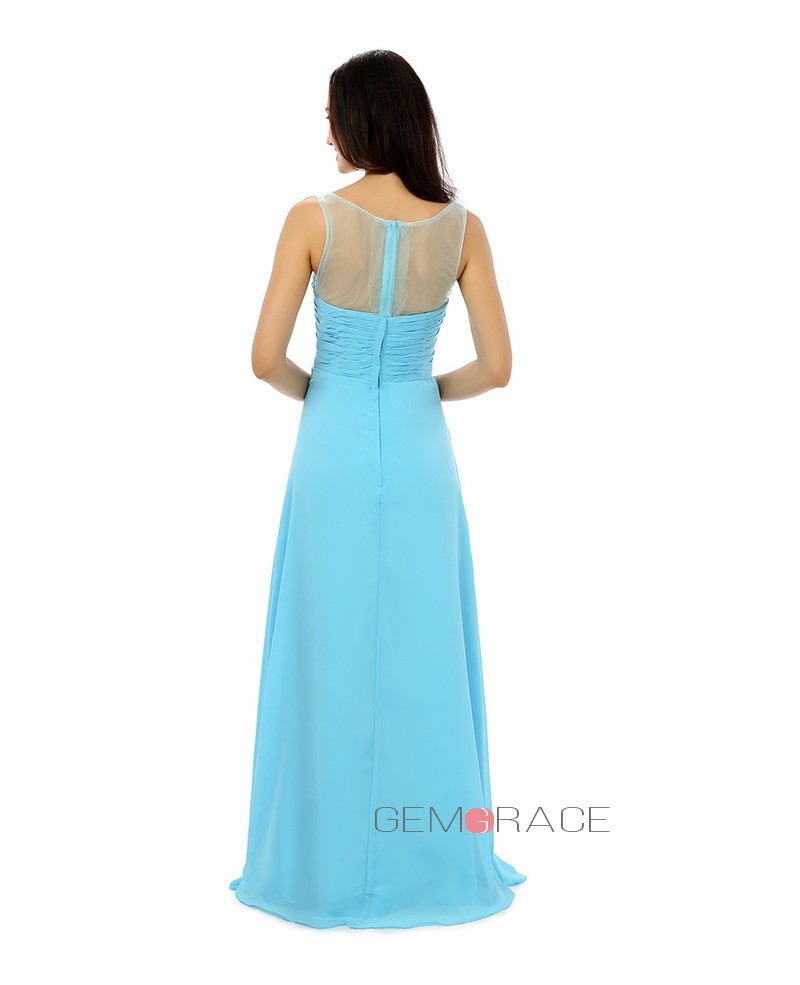 Sheath Scoop Sweep-length Prom Dress