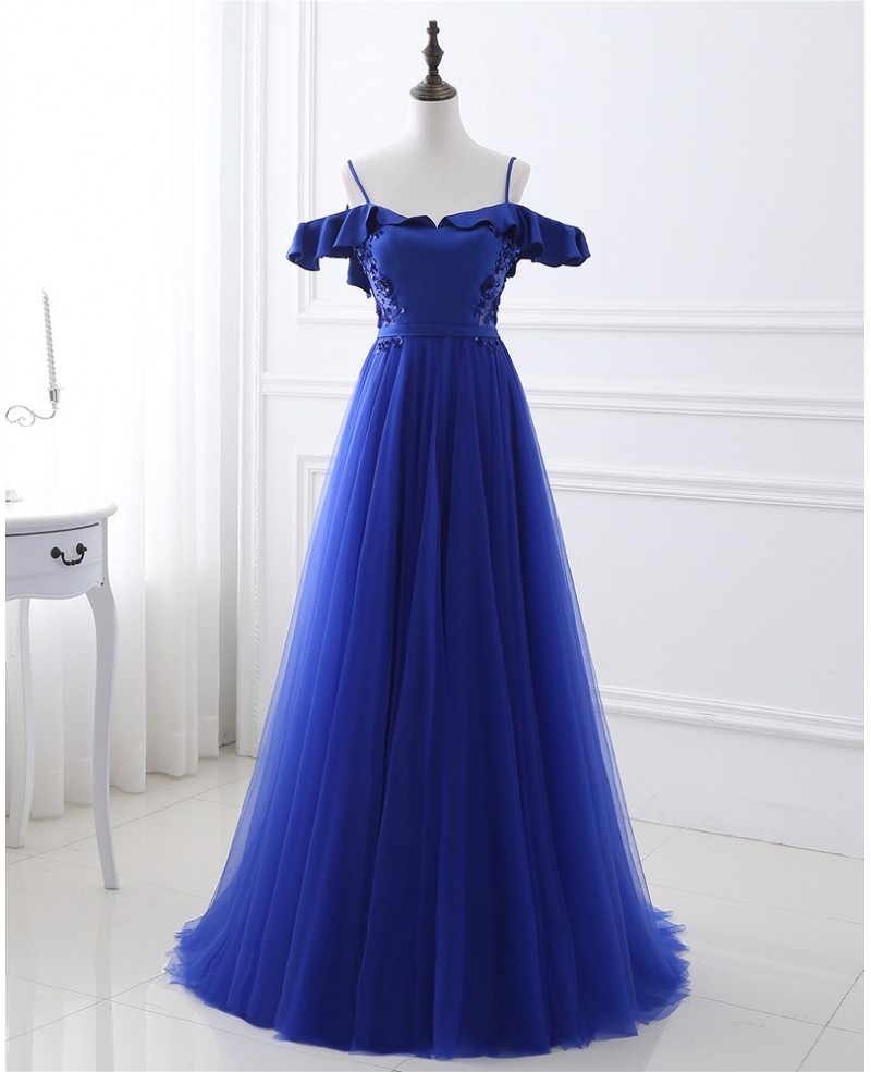 Long Tulle Prom Dress with Corset Open Back - Click Image to Close