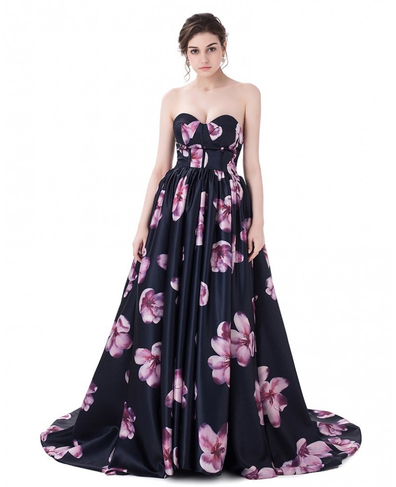 Floral Sweetheart Sexy Long Prom Dress with Flowers - Click Image to Close