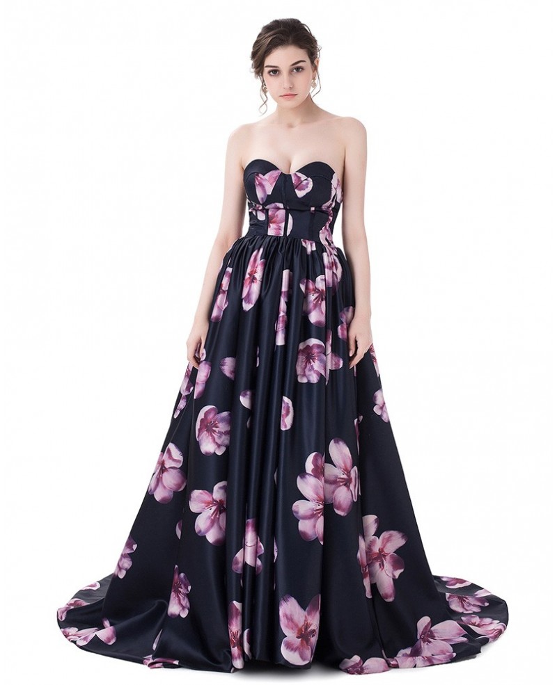 Floral Sweetheart Sexy Long Prom Dress with Flowers