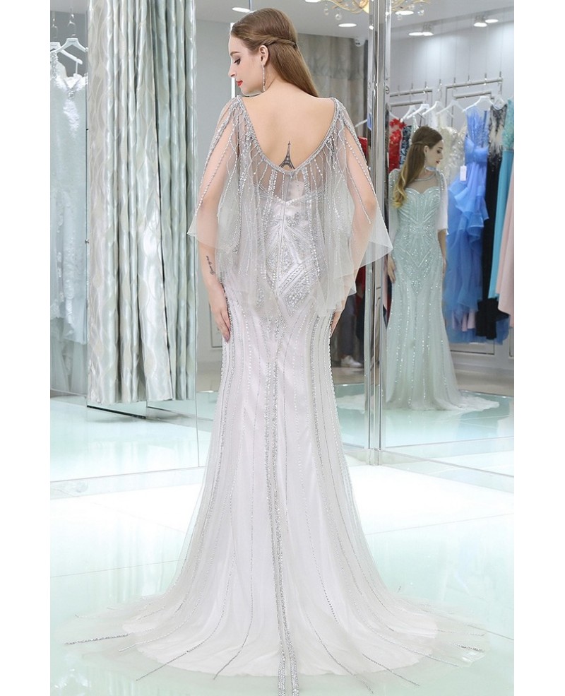Sexy Gray Long Slim Prom Evening Dress With Beading Sequins - Click Image to Close