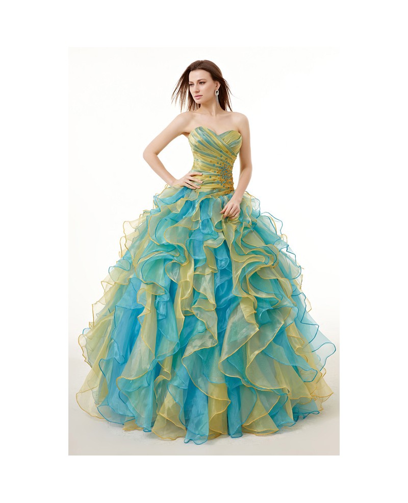 Ballgown Ruffles Two-Tone Colored Quinceanera Dress with Corset