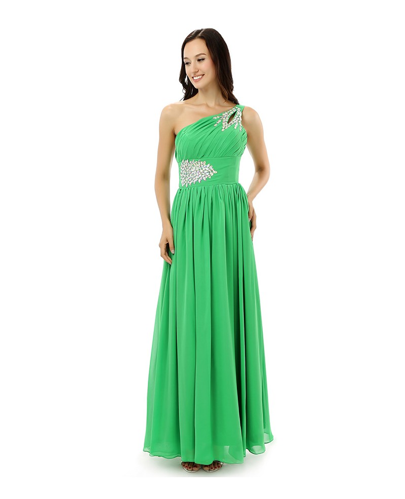 Sheath One-shoulder Floor-length Prom Dress