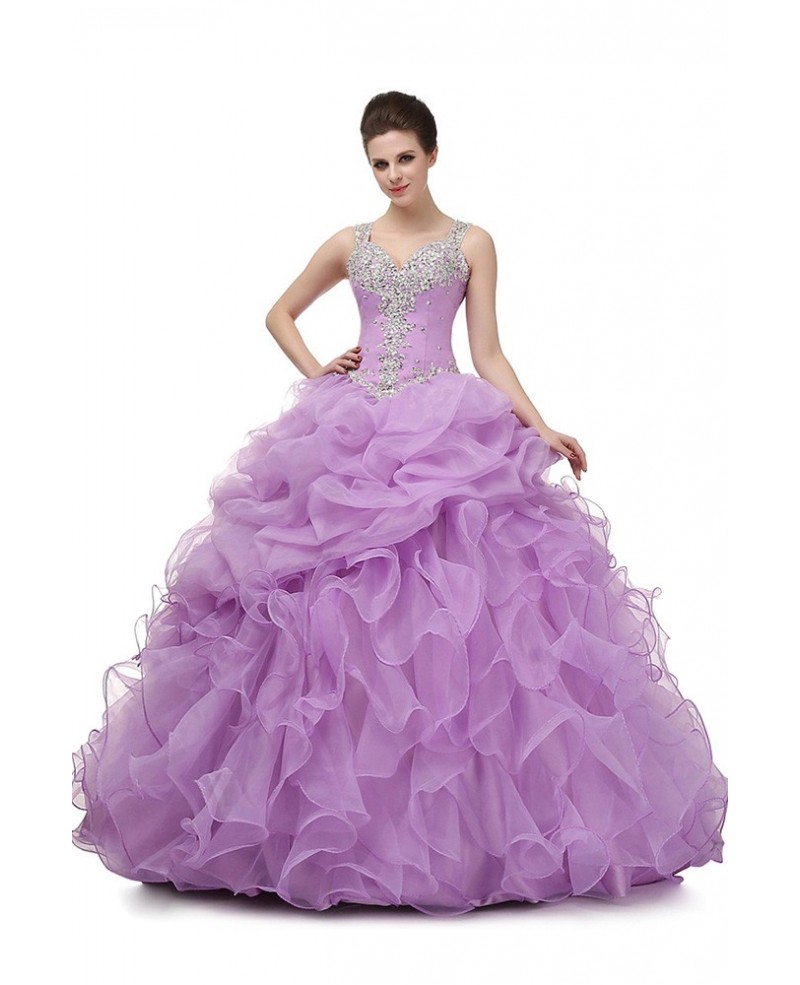 Ball Gown Lilac Prom Dress With Beading Straps For Teens - Click Image to Close