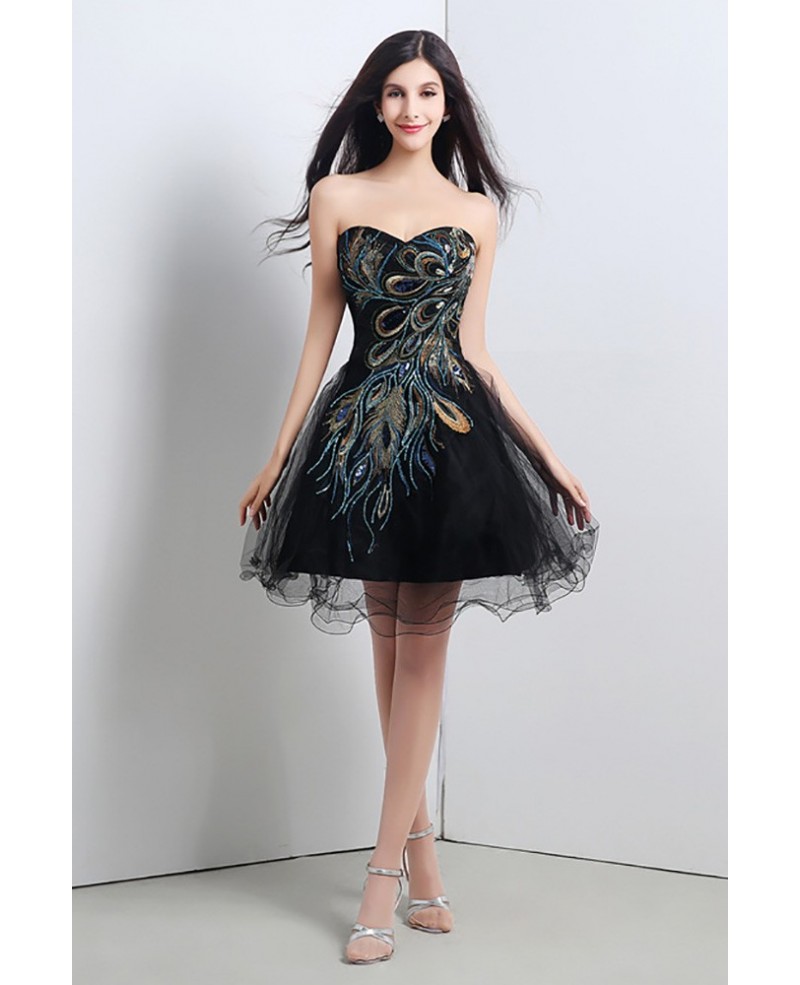 Special Black Short Embroidery Homecoming Dress For Juniors - Click Image to Close