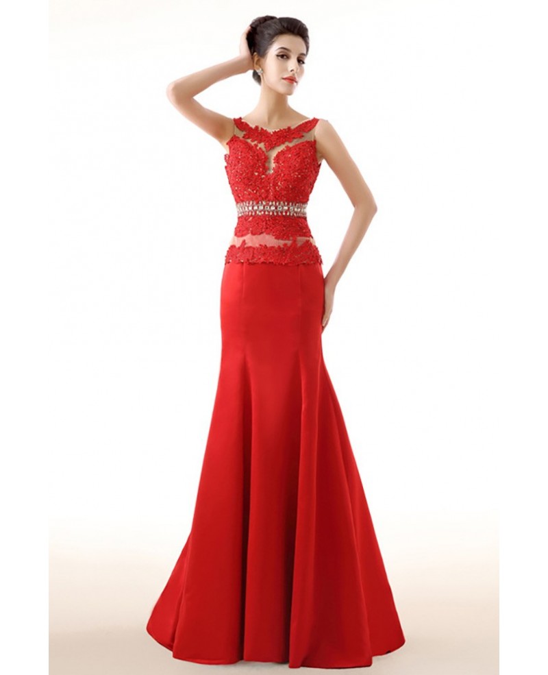 Trumpet Backless Fitted Formal Dress With Lace Beading 2018 - Click Image to Close