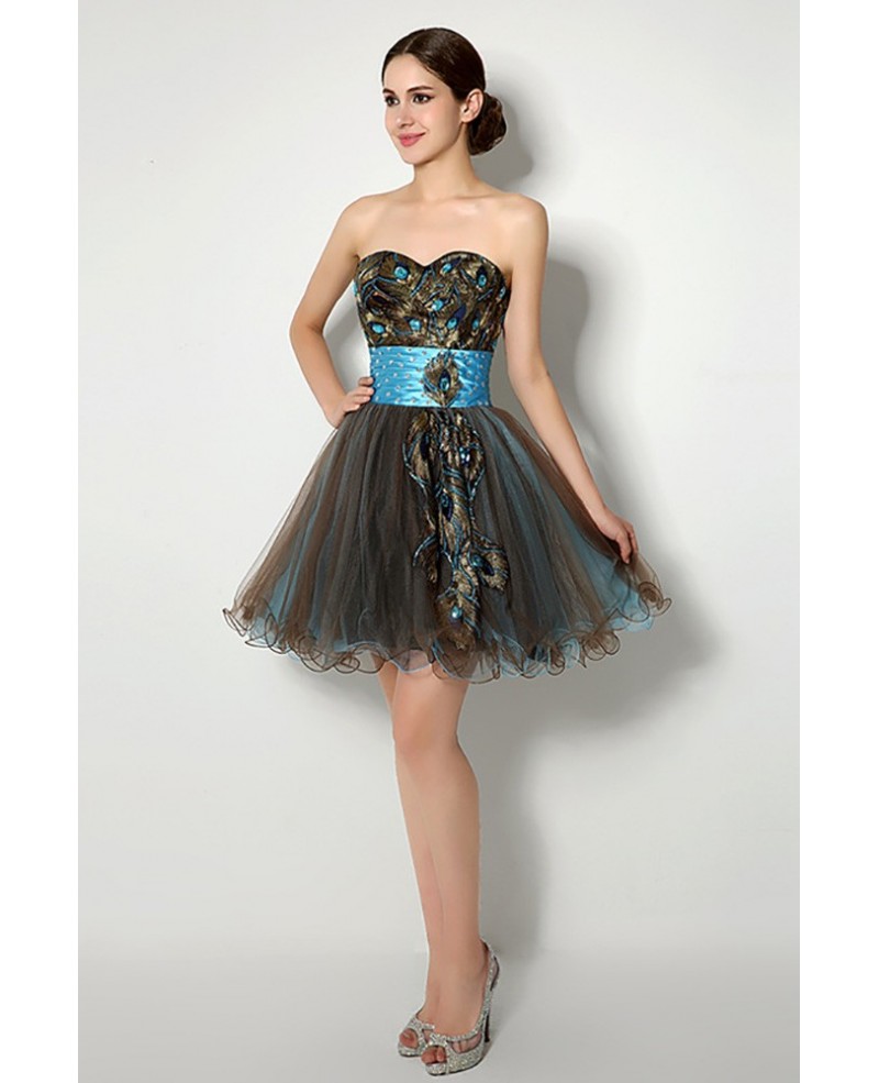 Unique Brown Aqua Hot Prom Dress Embroideried For Homecoming - Click Image to Close