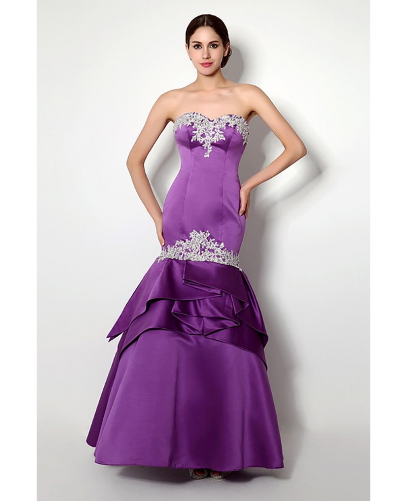 Fitted Trumpet Purple Formal Dress Backless With Beading Lace - Click Image to Close