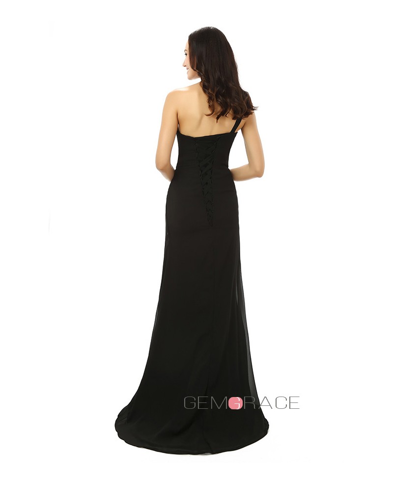 Sheath Sweetheart One-shoulder Sweep-length Asymmetrical Prom Dress