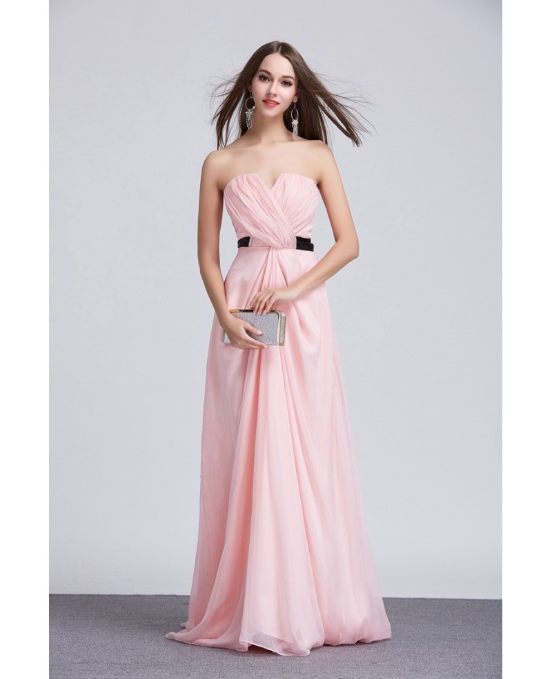Stylish A-Line Sweetheart Chiffon Sweep Train Prom Dress With Ruffle - Click Image to Close