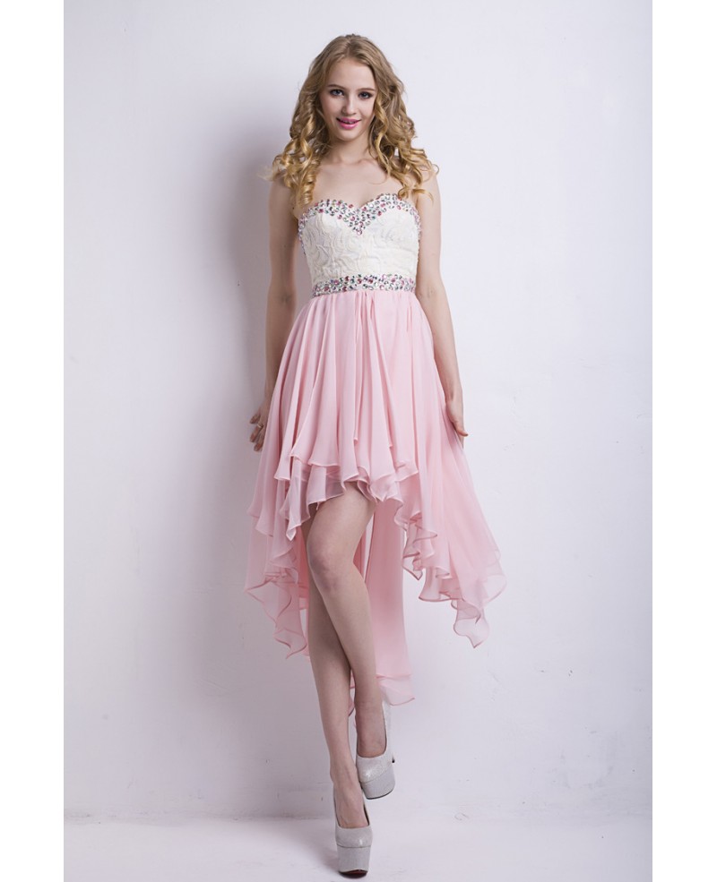 Sexy Sweetheart Asymmetrical Chiffon Porm Dress With Beading Ruffle