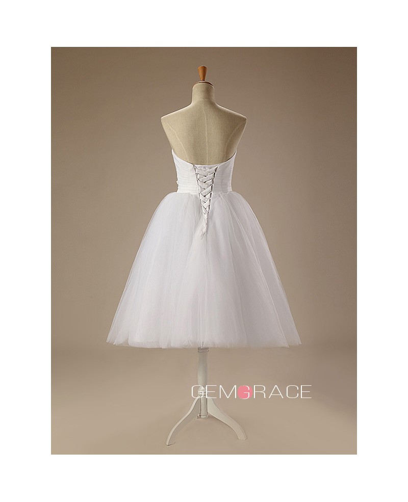 A-Line Sweetheart Short Tulle Dress With Flowers