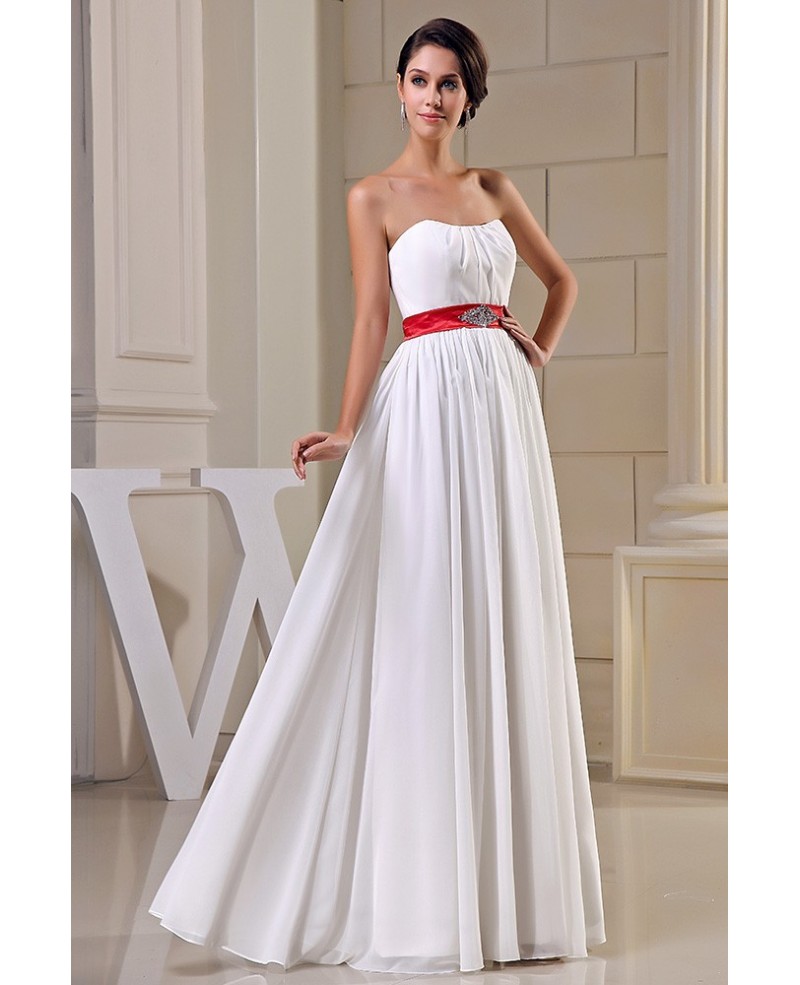 A-line Sweetheart Floor-length Chiffon Wedding Dress