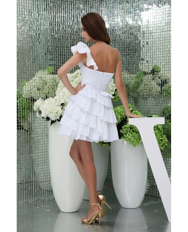 A-line One-shoulder Short Tulle Homecoming Dress - Click Image to Close