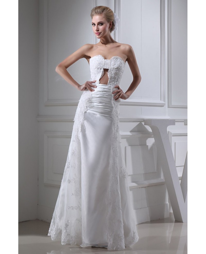 Sheath Sweetheart Floor-length Lace Wedding Dress