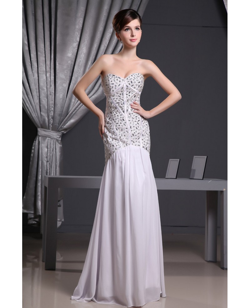 Mermaid Sweetheart Floor-length Chiffon Wedding Dress With Beading