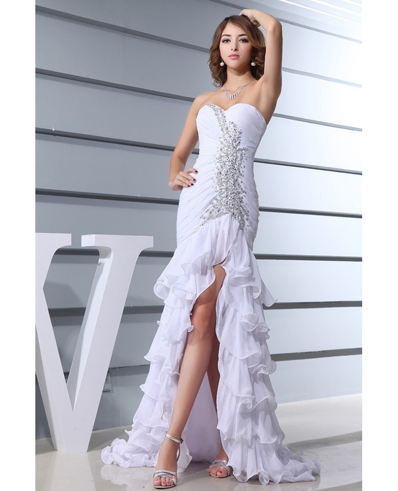 Mermaid Sweetheart Sweep Train Chiffon Wedding Dress With Beading