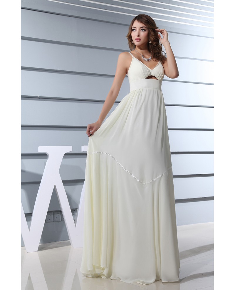 A-line V-neck Floor-length Chiffon Wedding Dress