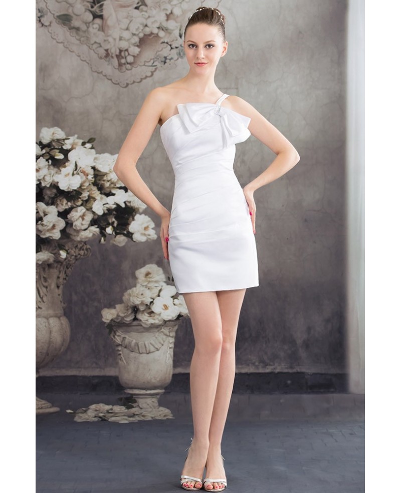 Sheath One-shoulder Satin Wedding Dress - Click Image to Close