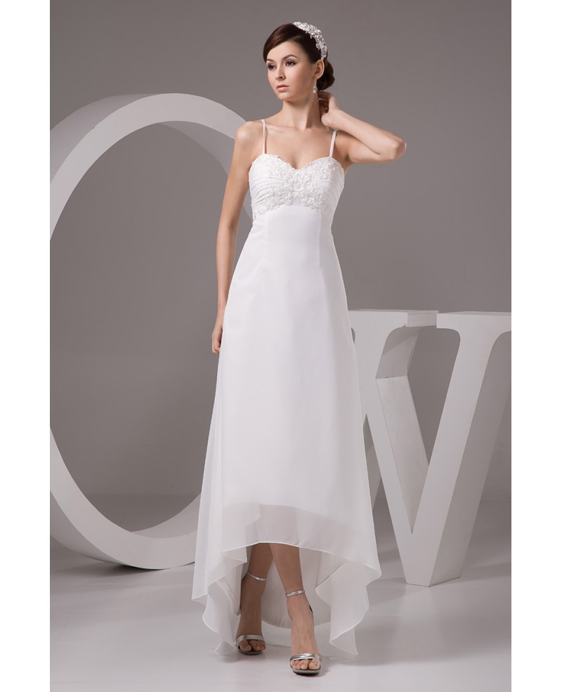 A-line Sweetheart Asymmetrical Chiffon Wedding Dress With Beading