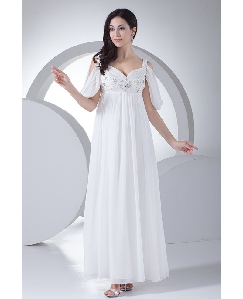 Ankle Length Empire Waist Maternity Wedding Dress with Straps