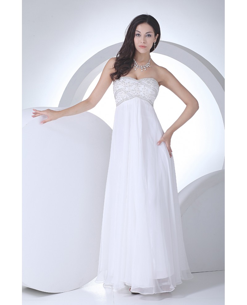 Lovely Beaded Top Long Chiffon Empire Waist Maternity Wedding Dress