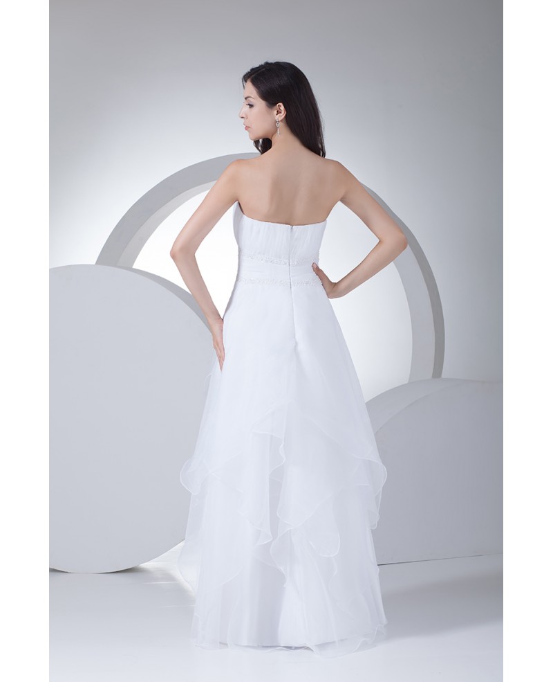 Elegant Strapless Floor Length Organza Wedding Dress