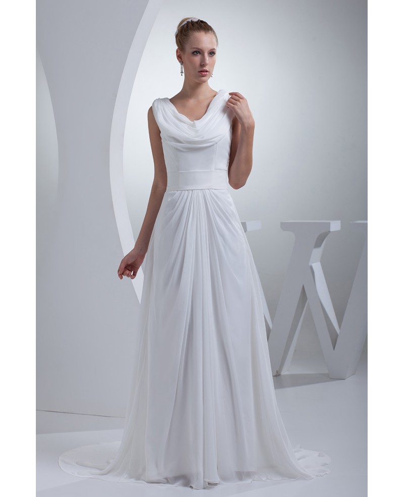 Modest Long Chiffon A-line Wedding Dress Custom