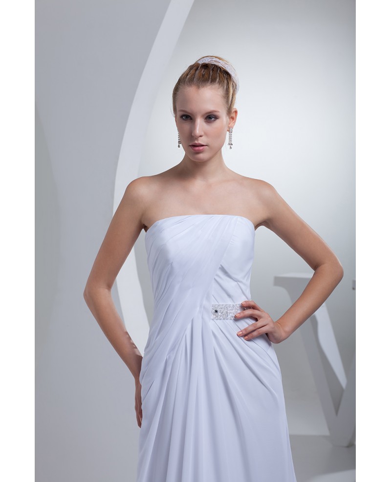 Elegant Chiffon Long Beach Wedding Dress Strapless