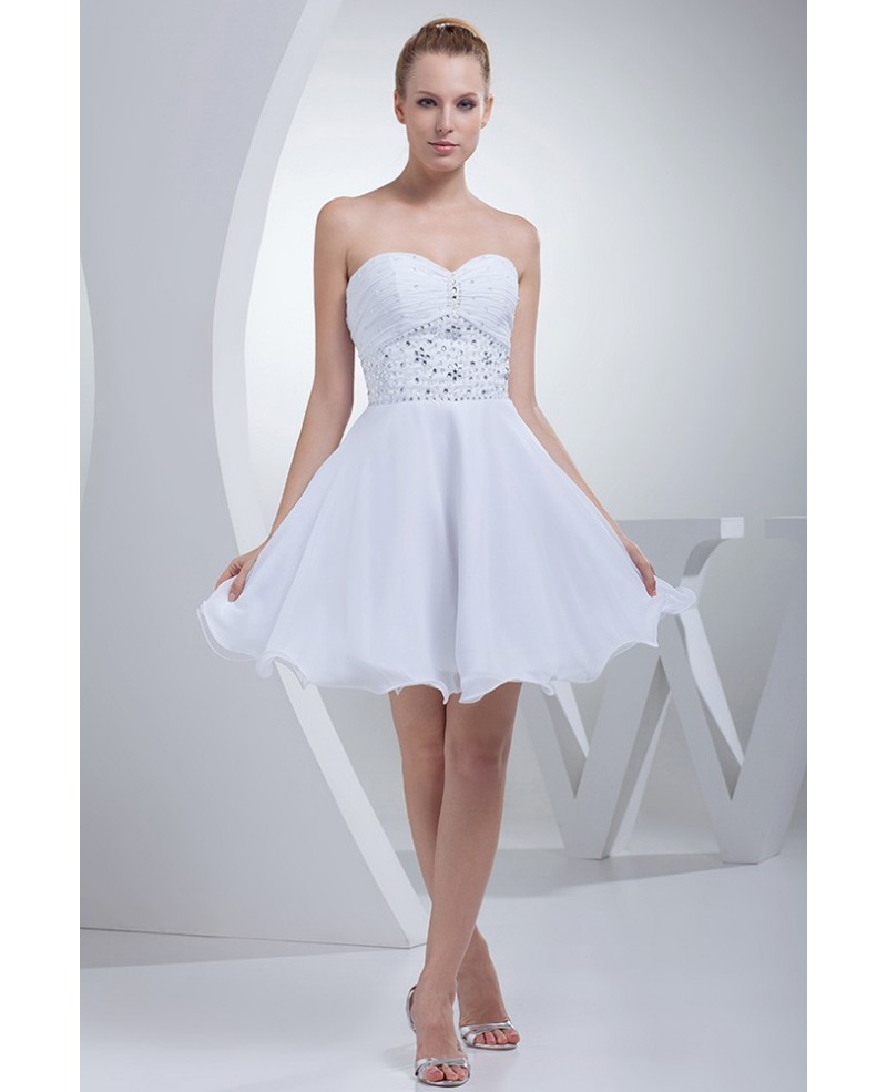 Cute Short Beaded Wedding Reception Dress Sweetheart