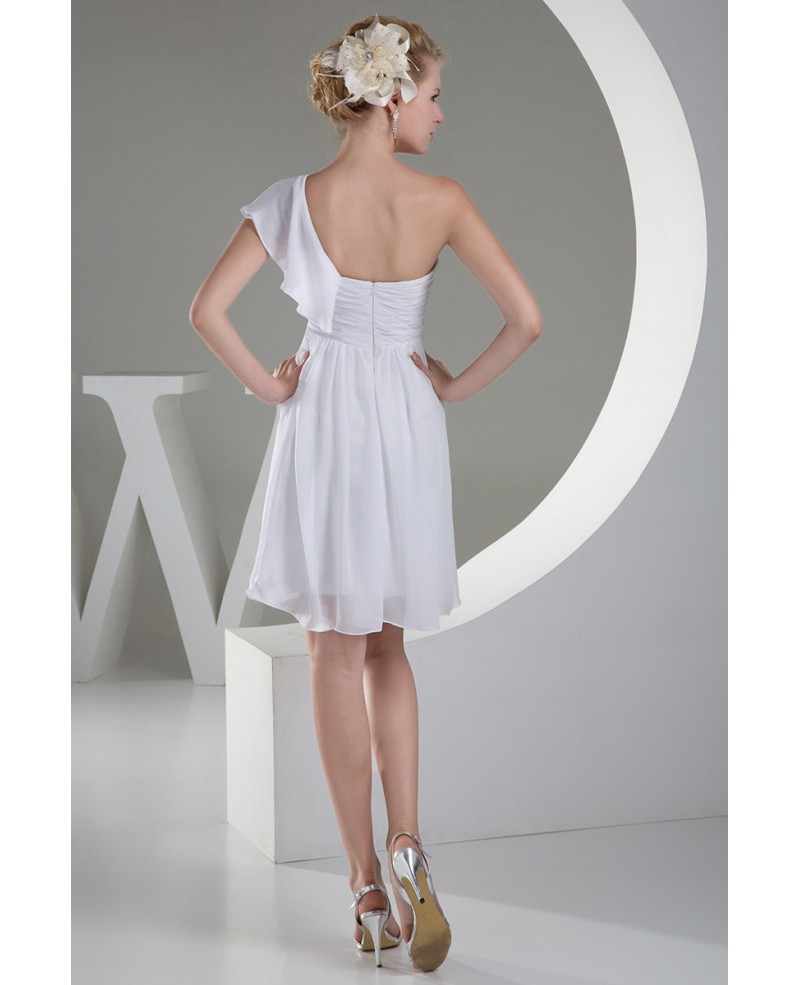 Simple A-line One Shoulder Short Wedding Dress in Chiffon