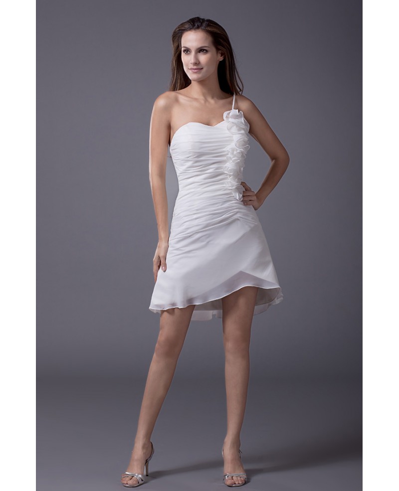 Little White Flowers One Strap Short Wedding Dress