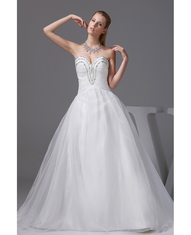 Sequined Sweetheart Custom White Ballgown Wedding Dress