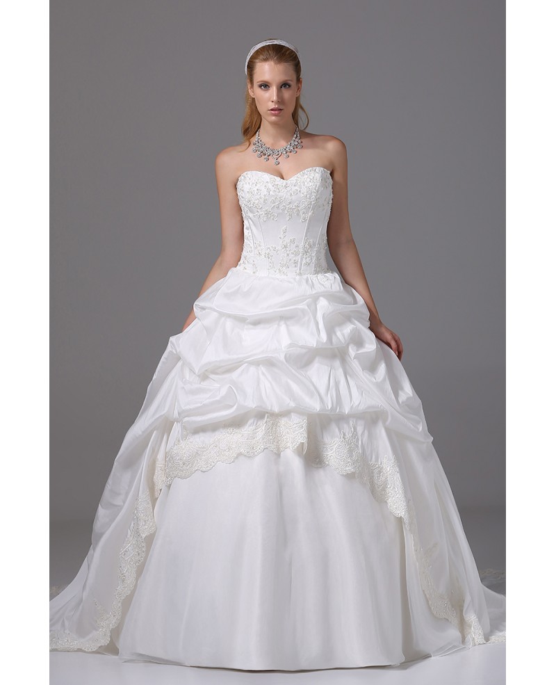 Ballgown Lace Sweetheart Taffeta Wedding Dress