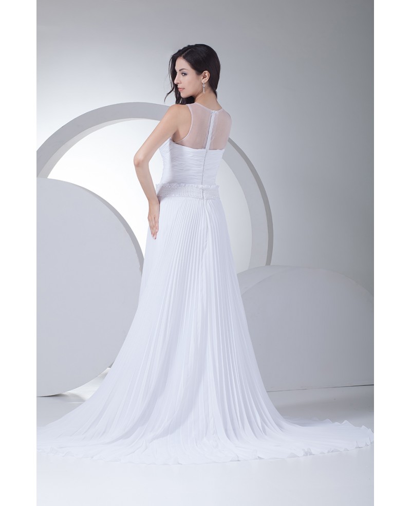 Special Pleated Aline White Chiffon Wedding Dress