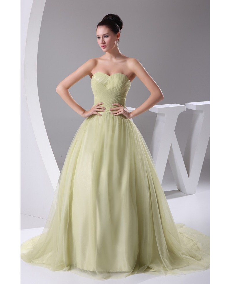 Sage Green Sweetheart Ballgown Tulle Colored Wedding Dress