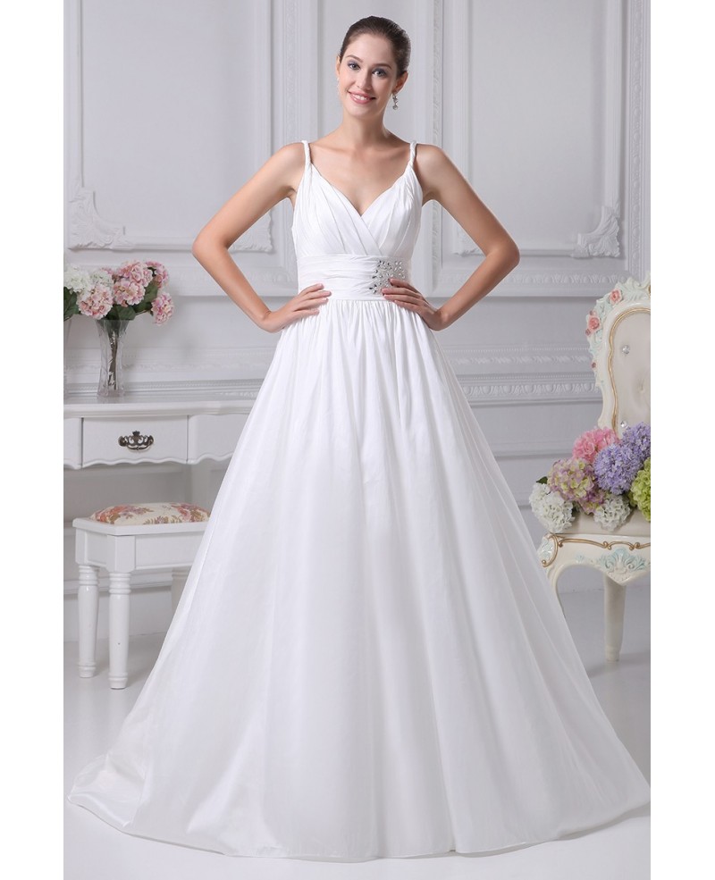 Elegant White Empire Waist Maternity Wedding Dress with Straps