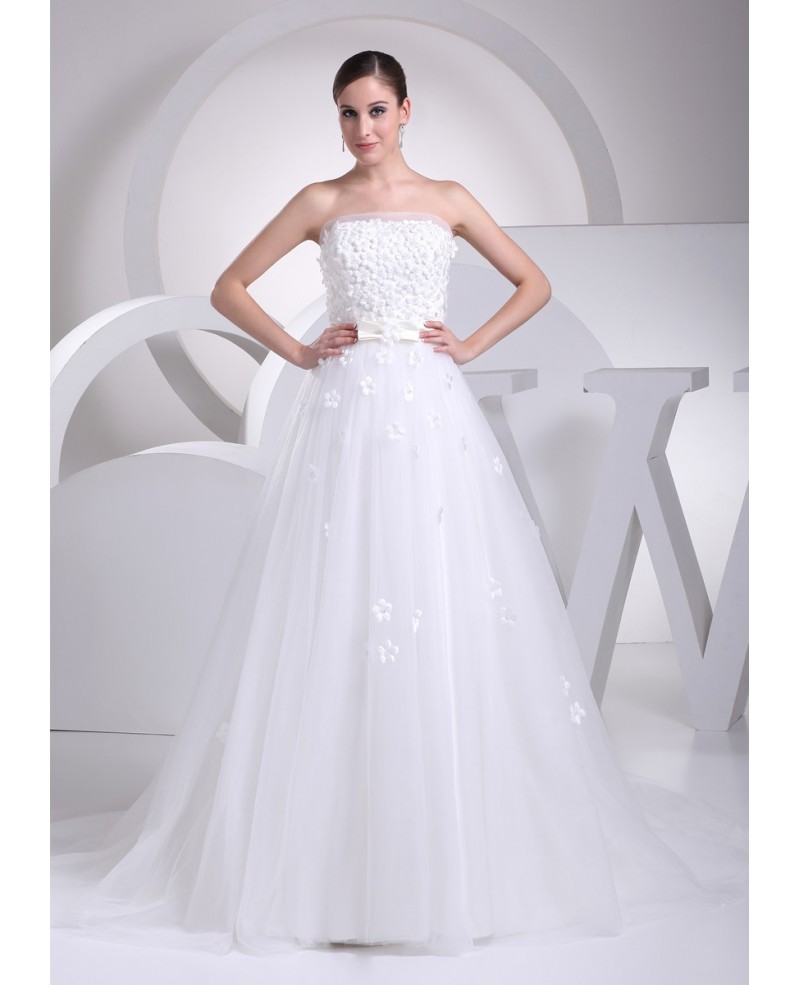 Pretty Flowers Empire Waist Long Tulle Maternity Wedding Dress