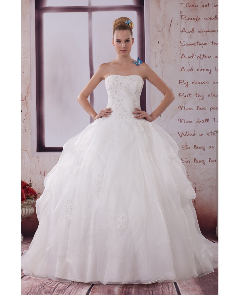 Beautiful Big Ballgown Organza Wedding Dress Sequined Lace