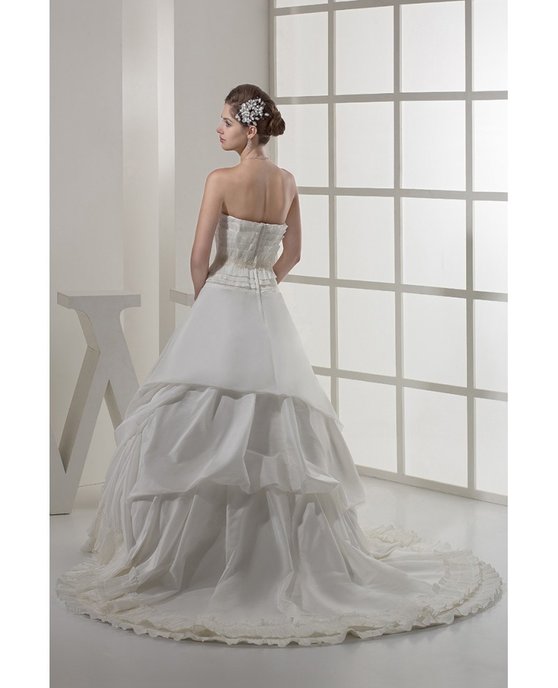 Special Pleated Trim Ballgown Wedding Dress with Pearl Beading - Click Image to Close