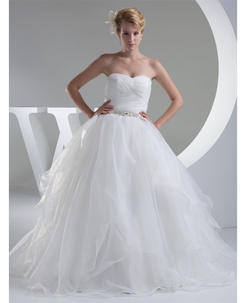 Organza Big Ballgown Wedding Dress with Crystals Bling - Click Image to Close