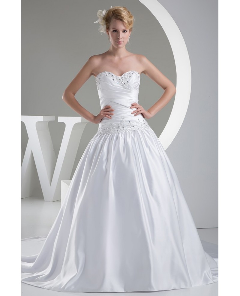 Sweetheart Ballgown Satin Wedding Dress with Beaded Bling