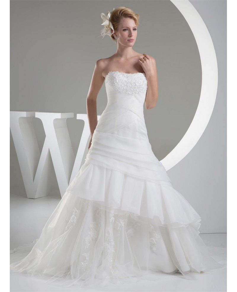 Strapless Organza Ruffles Wedding Dress Custom