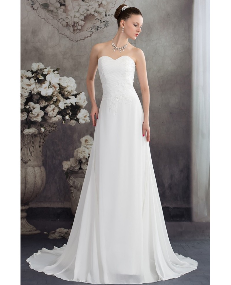 Simple Aline Chiffon Sweetheart Beach Wedding Dress