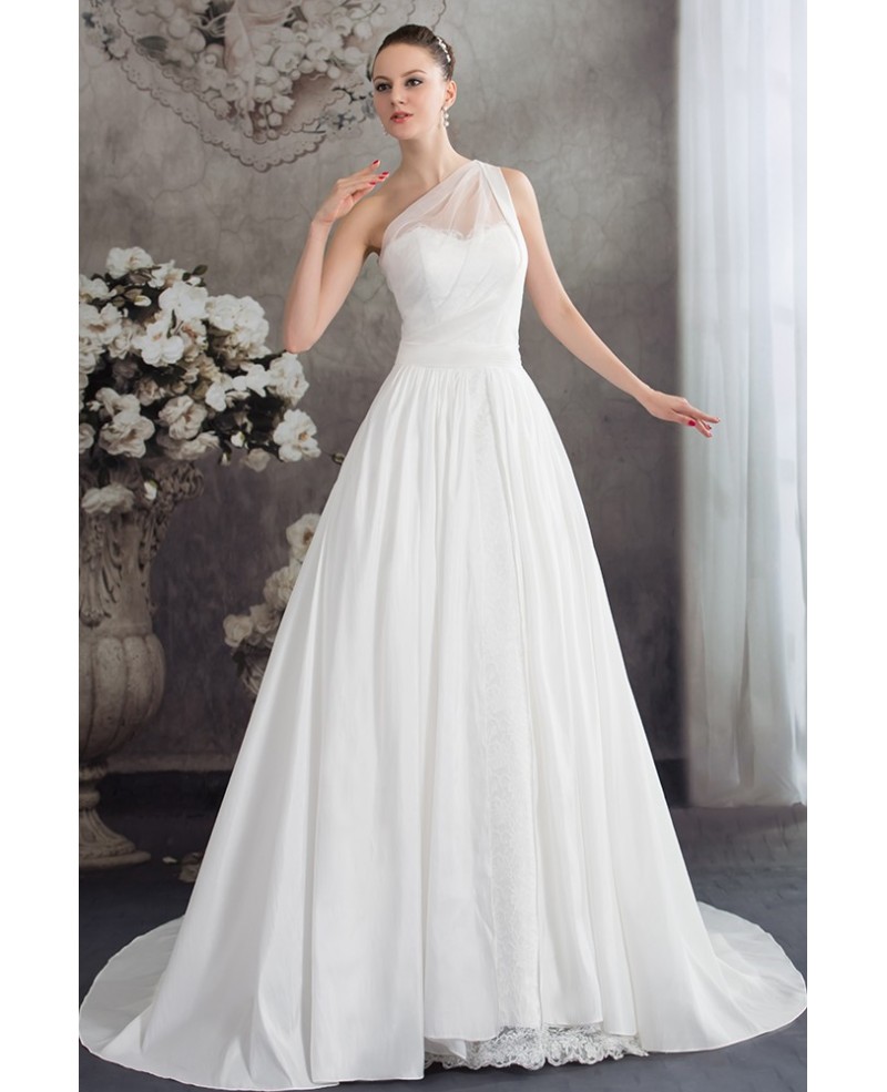 One Strap Simple Aline Lace Wedding Dress