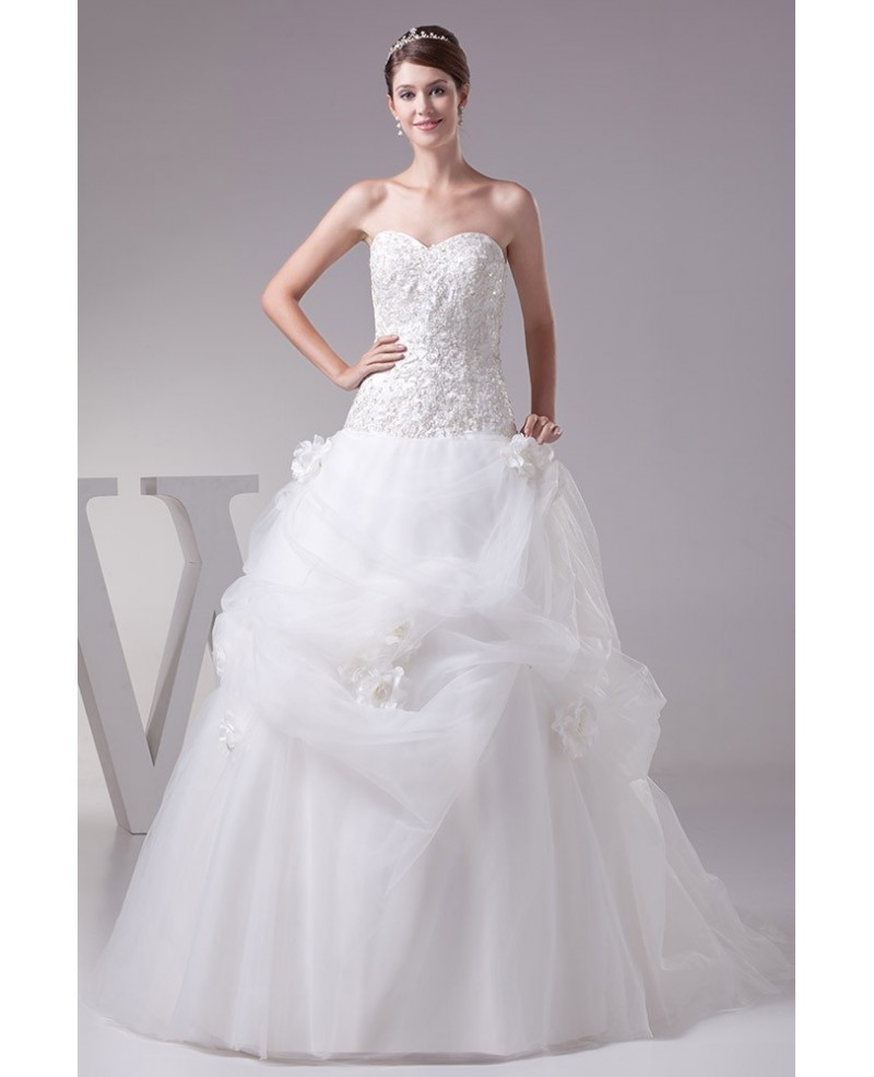 Gorgeous Embroidery Sweetheart Long Ballgown Ruffled Wedding Dress - Click Image to Close