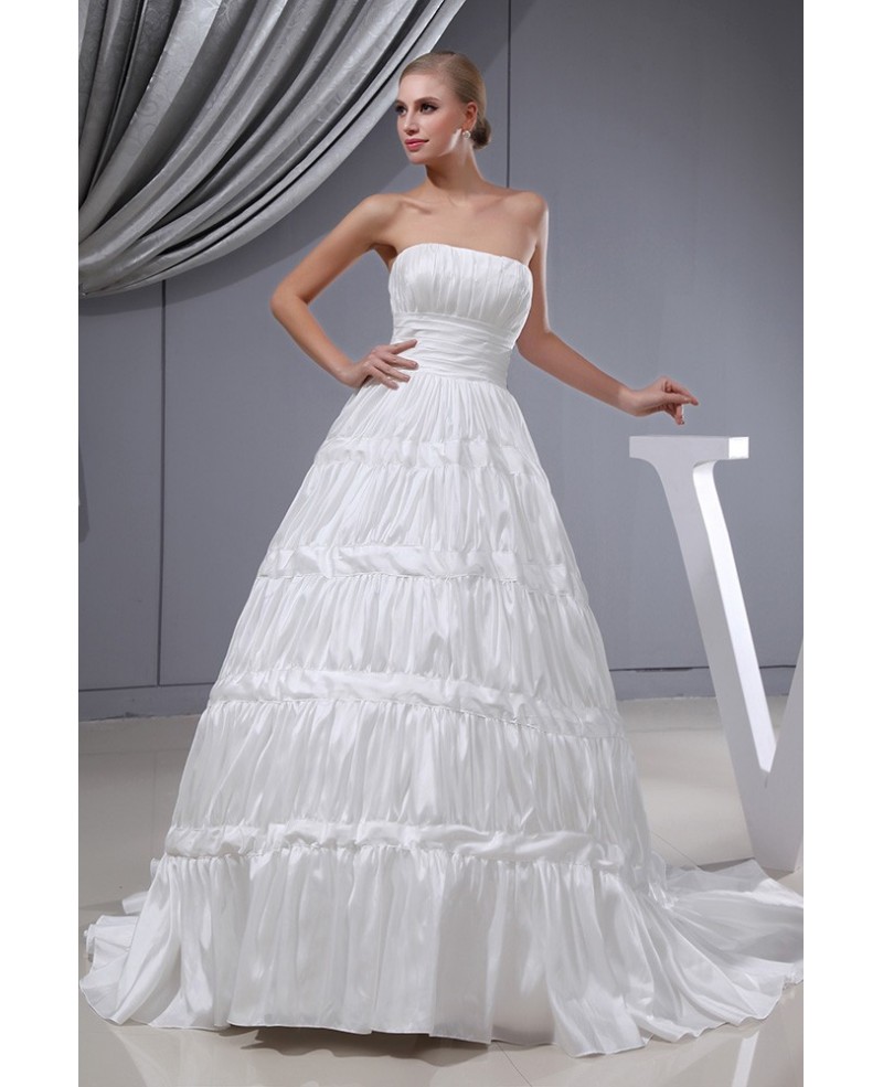 Strapless Taffeta Pleated Custom Wedding Dress Corset Back