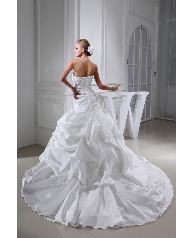 Floral Ruffled Taffeta Classic Custom Wedding Dress
